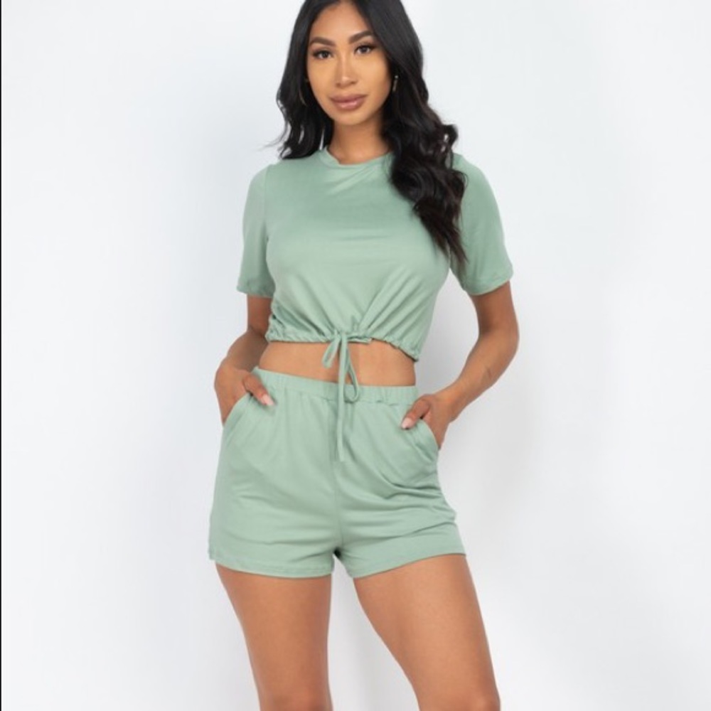 Front Tied Crop Top & Short Set